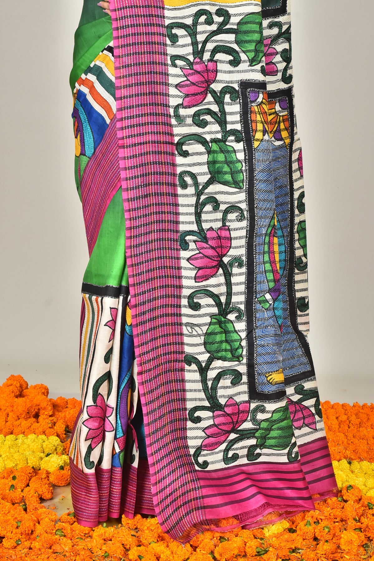 SILK JALCHURI HANDPRINT SAREE