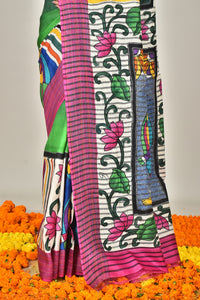 SILK JALCHURI HANDPRINT SAREE