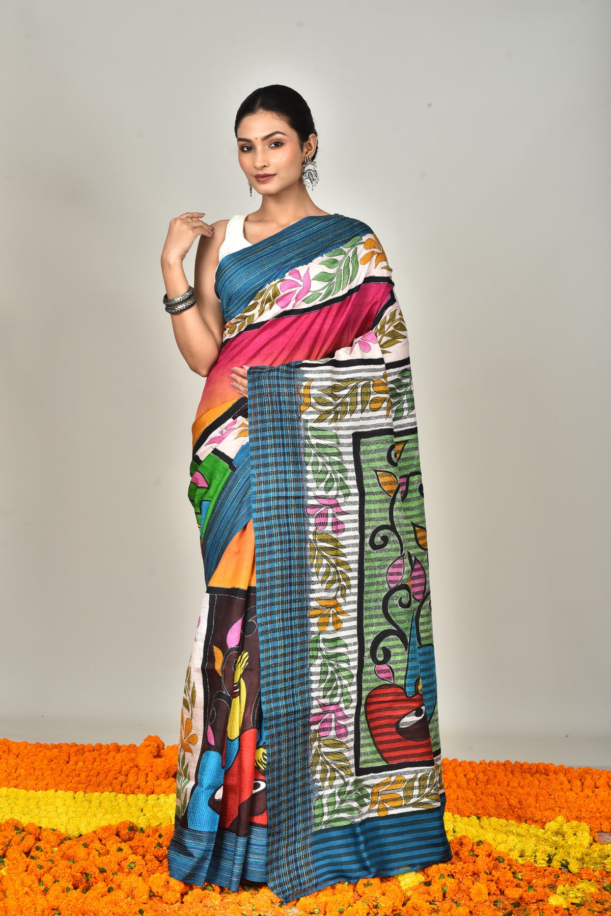 SILK JALCHURI HANDPRINT SAREE
