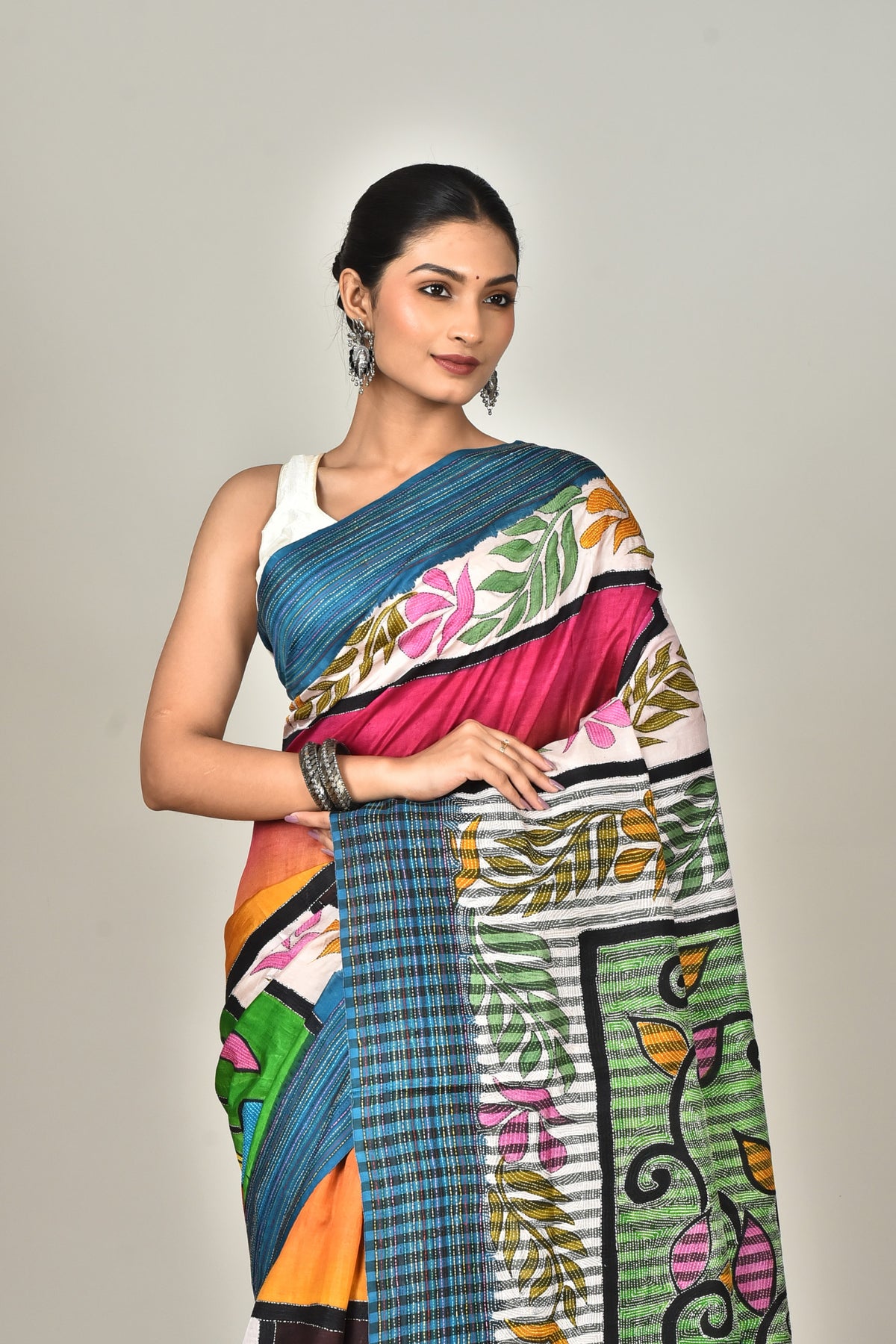 SILK JALCHURI HANDPRINT SAREE