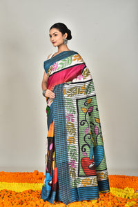 SILK JALCHURI HANDPRINT SAREE