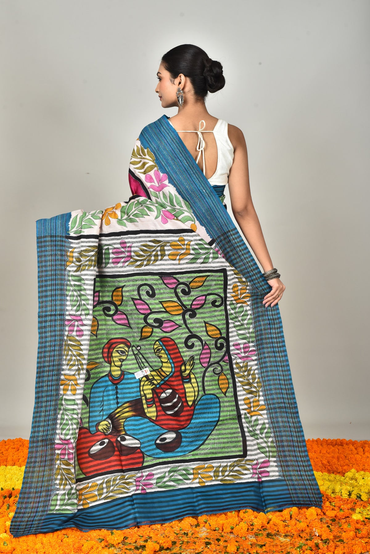 SILK JALCHURI HANDPRINT SAREE