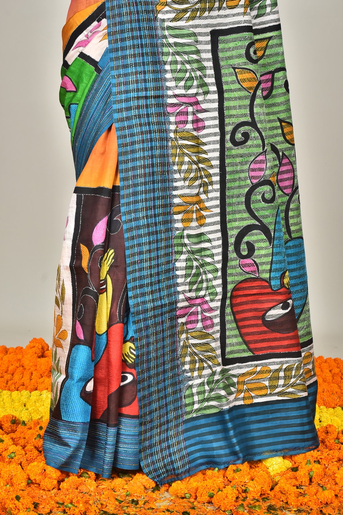 SILK JALCHURI HANDPRINT SAREE