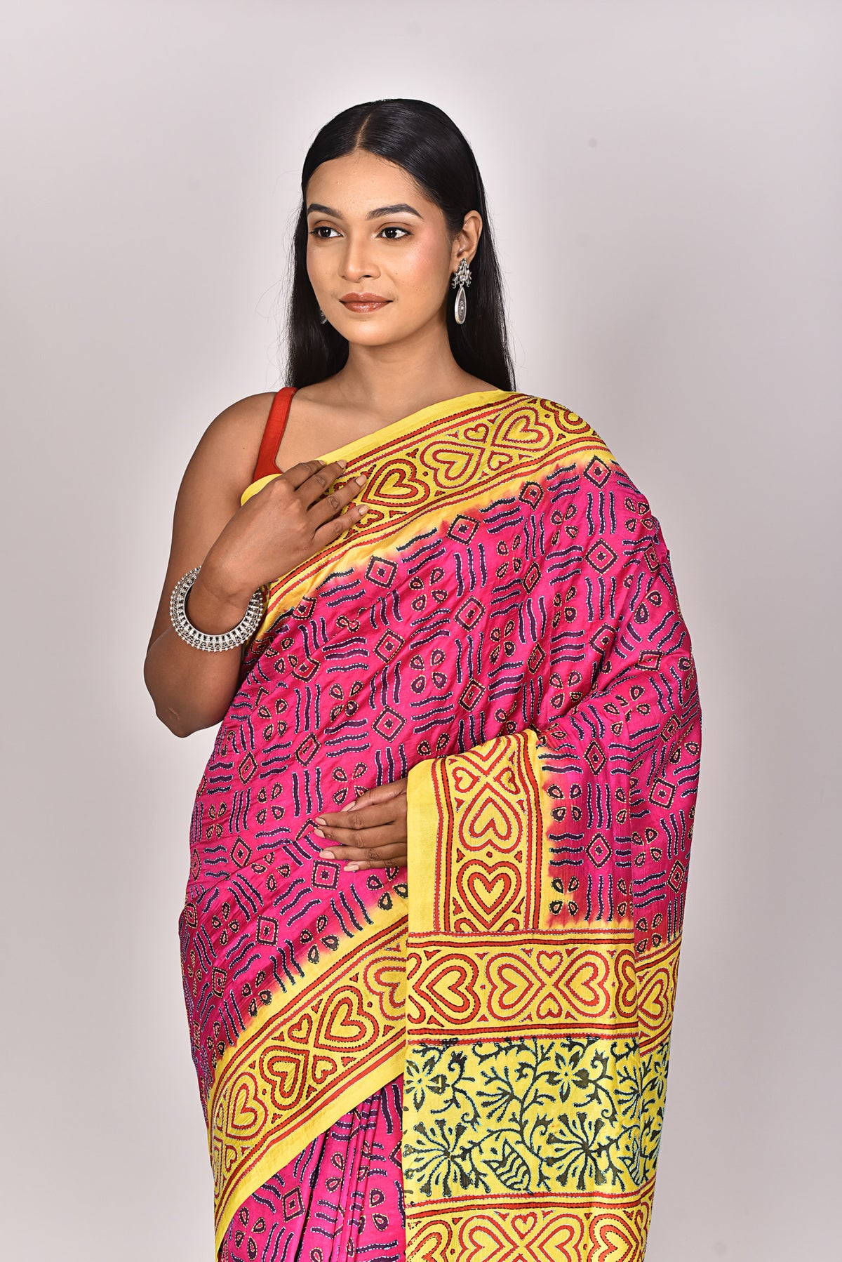 SILK KANTHA BLOCK SAREE