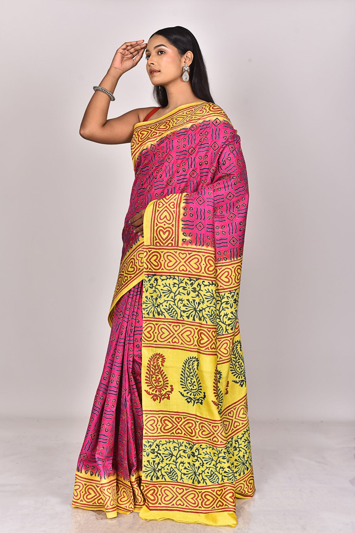 SILK KANTHA BLOCK SAREE