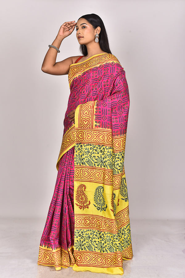 SILK KANTHA BLOCK SAREE