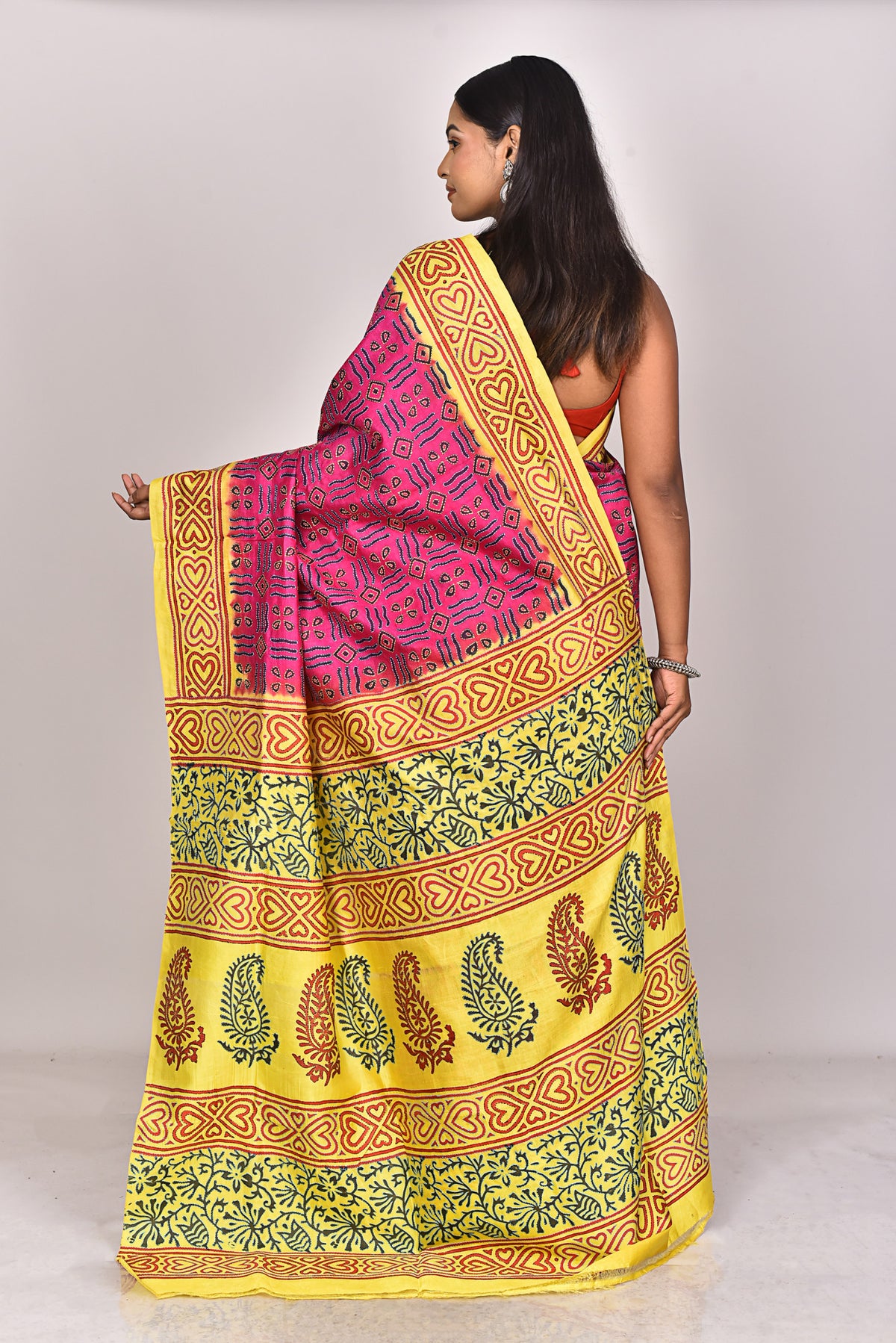 SILK KANTHA BLOCK SAREE
