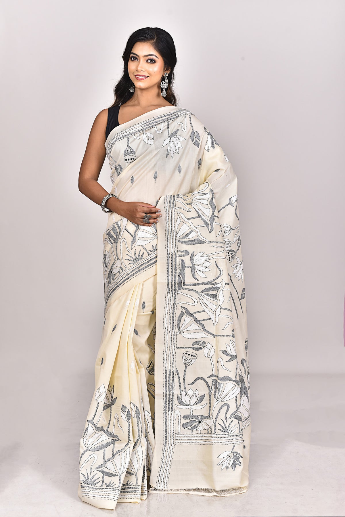 TUSSAR SILK KANTHA SAREE