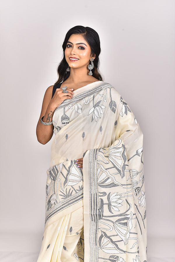 TUSSAR SILK KANTHA SAREE