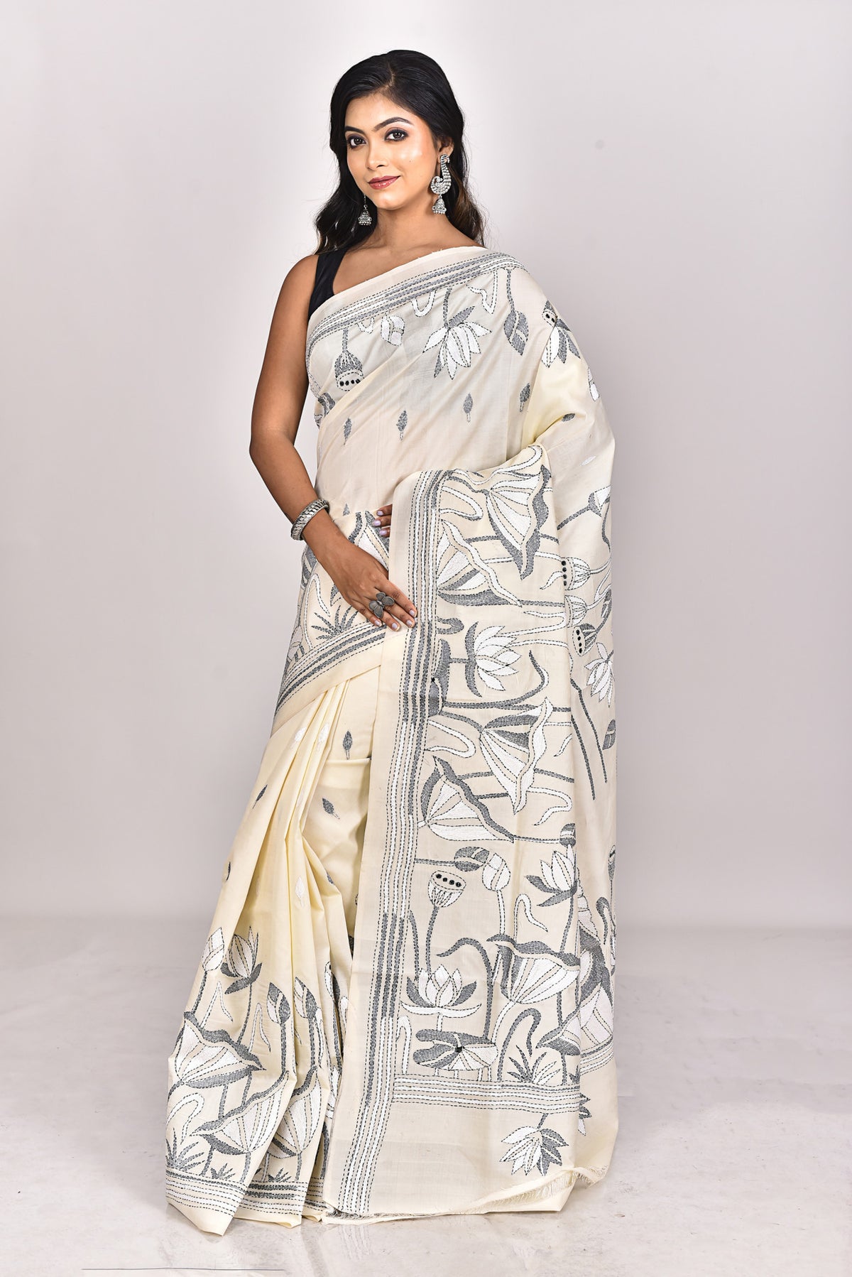 TUSSAR SILK KANTHA SAREE