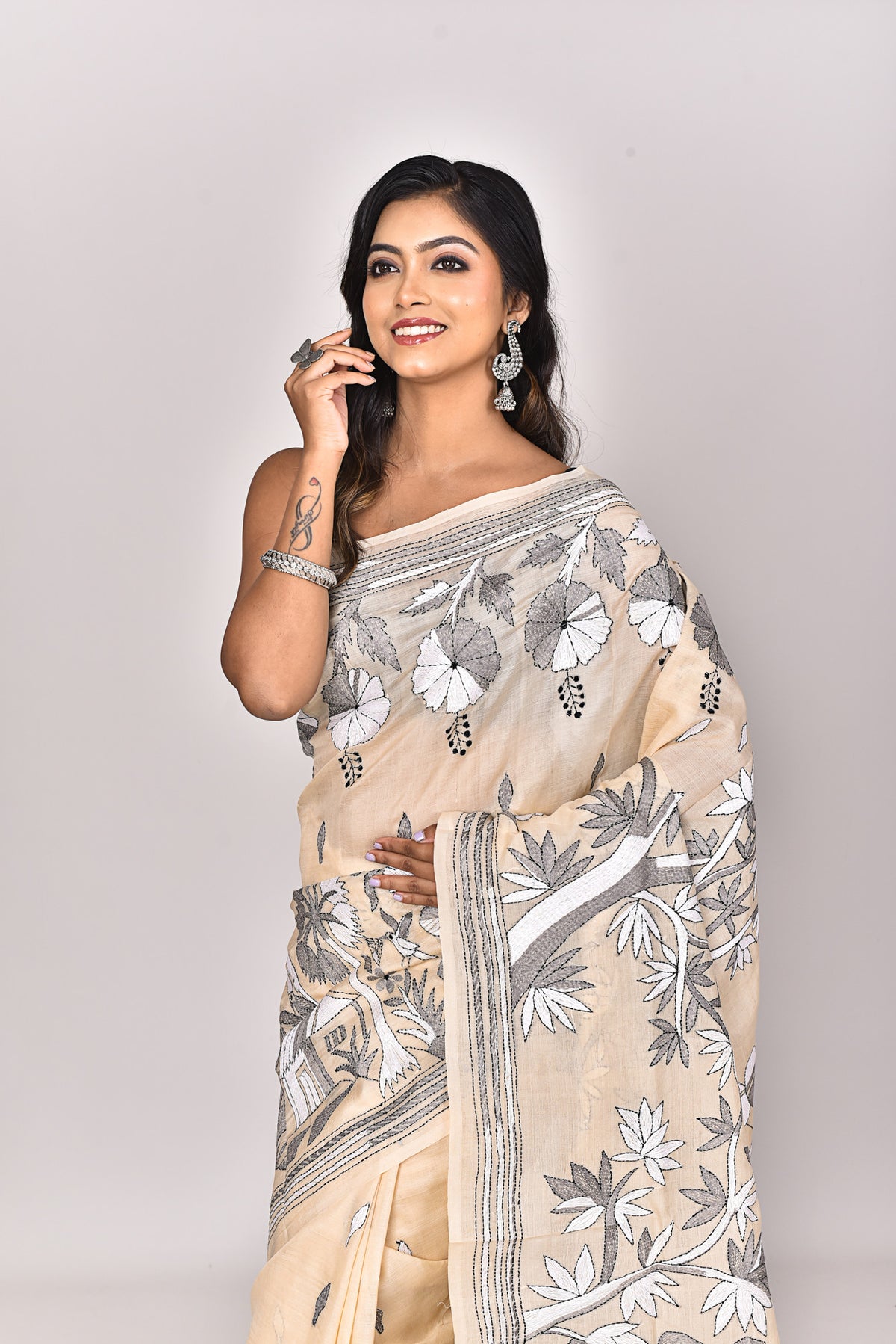 TUSSAR SILK KANTHA SAREE
