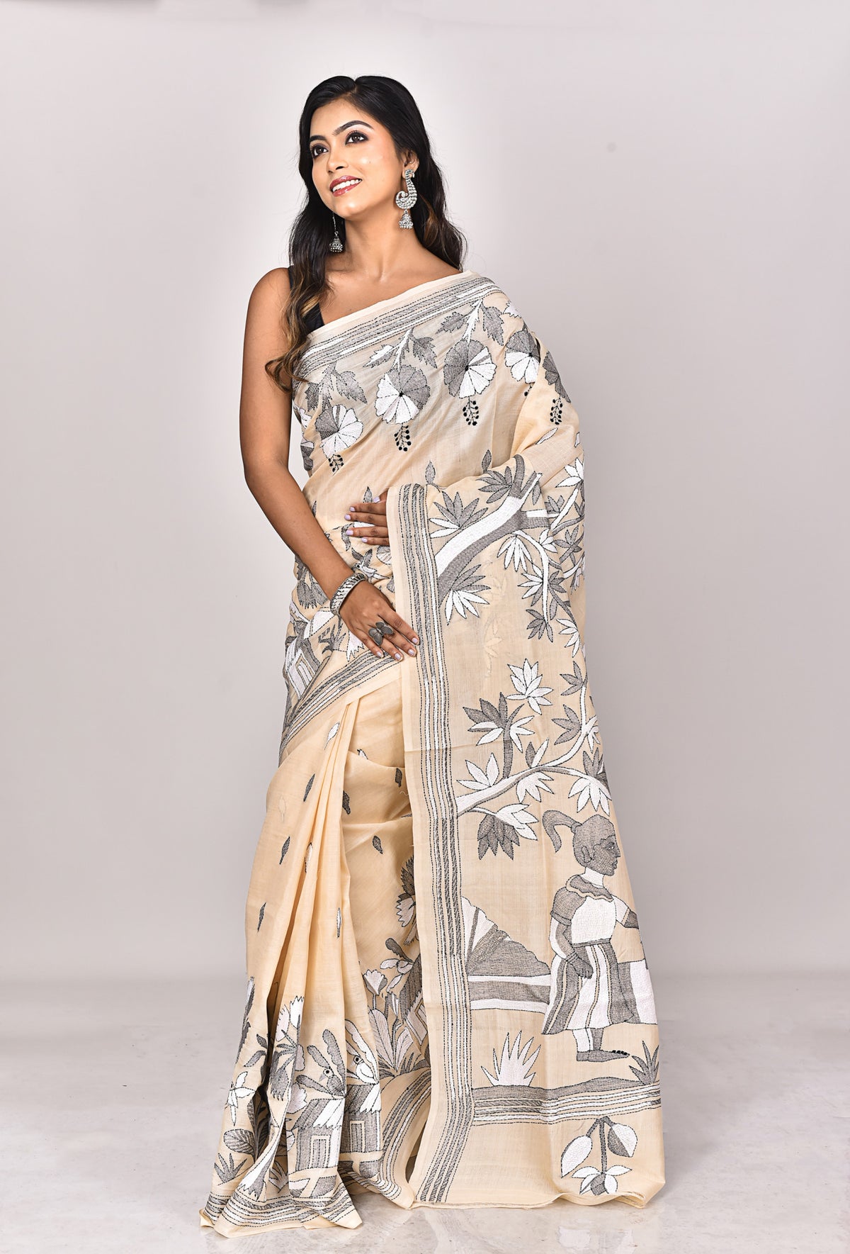 TUSSAR SILK KANTHA SAREE