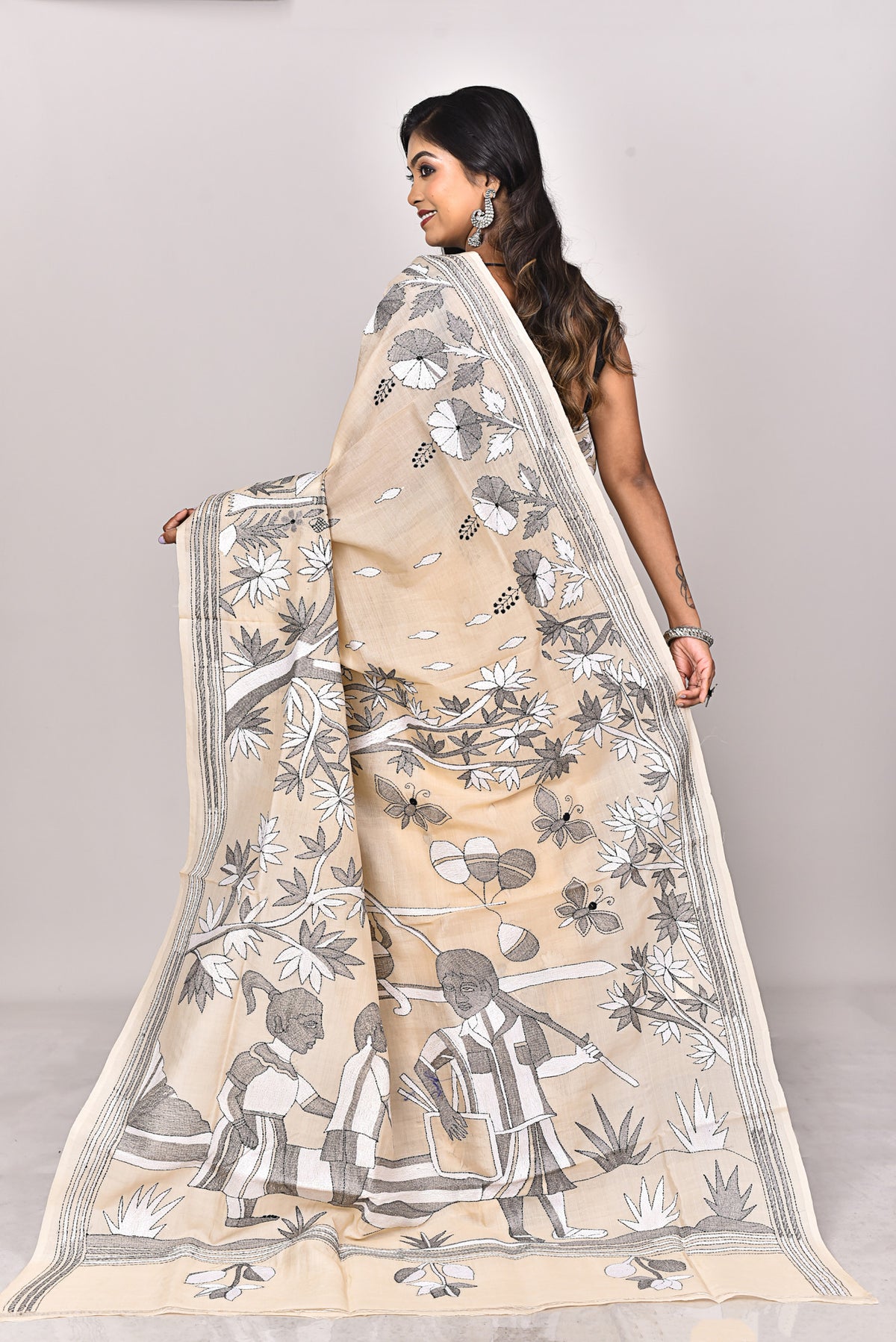 TUSSAR SILK KANTHA SAREE