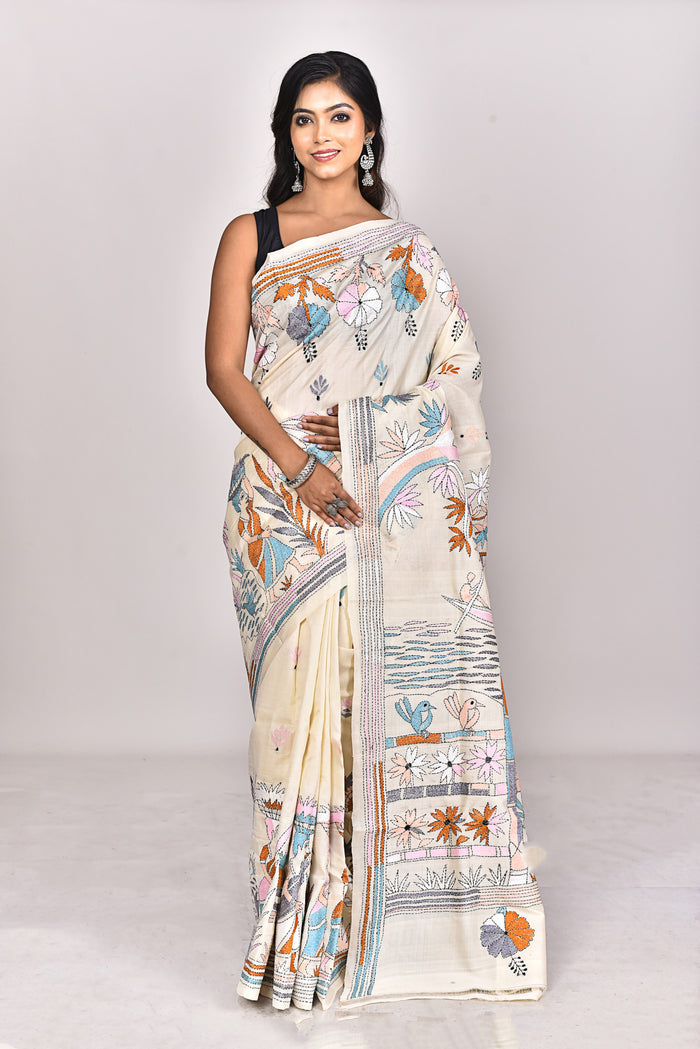 TUSSAR SILK KANTHA SAREE