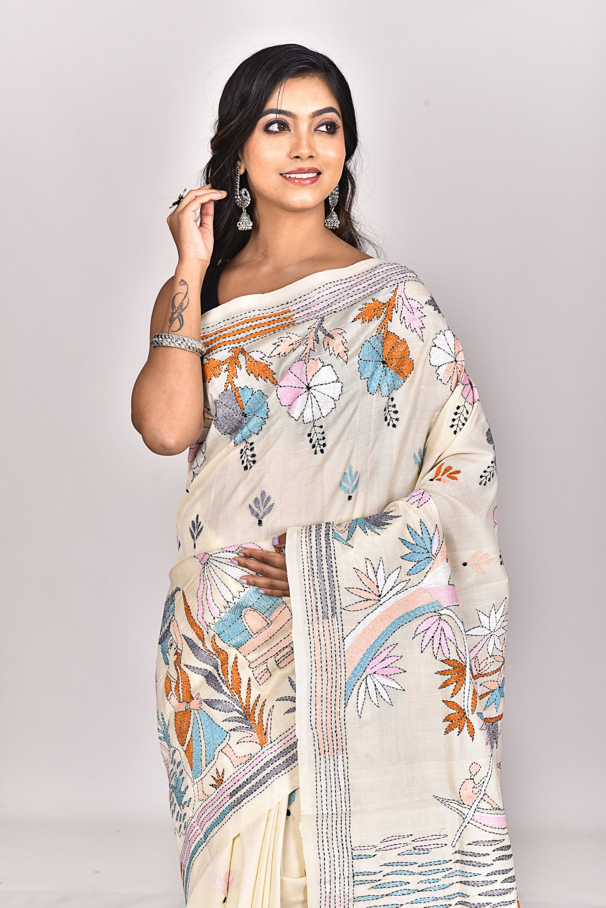 TUSSAR SILK KANTHA SAREE