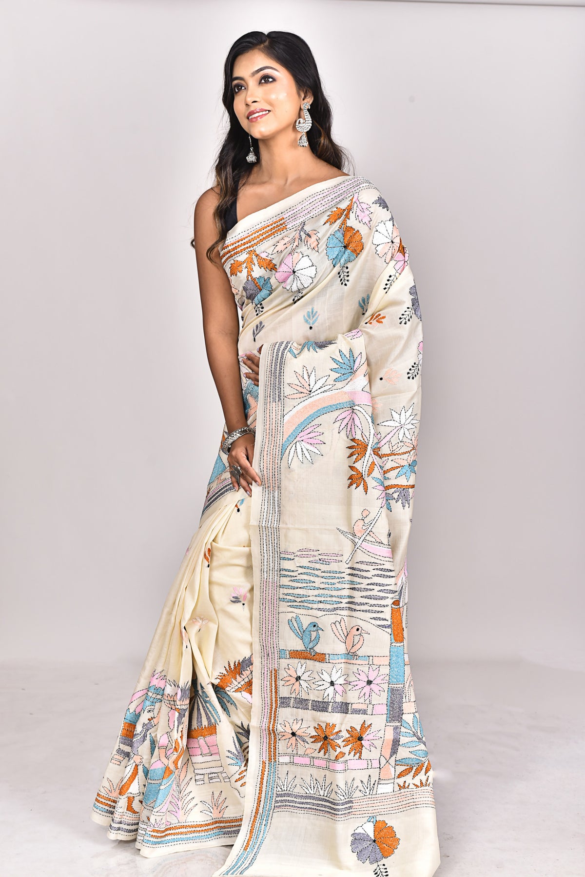 TUSSAR SILK KANTHA SAREE