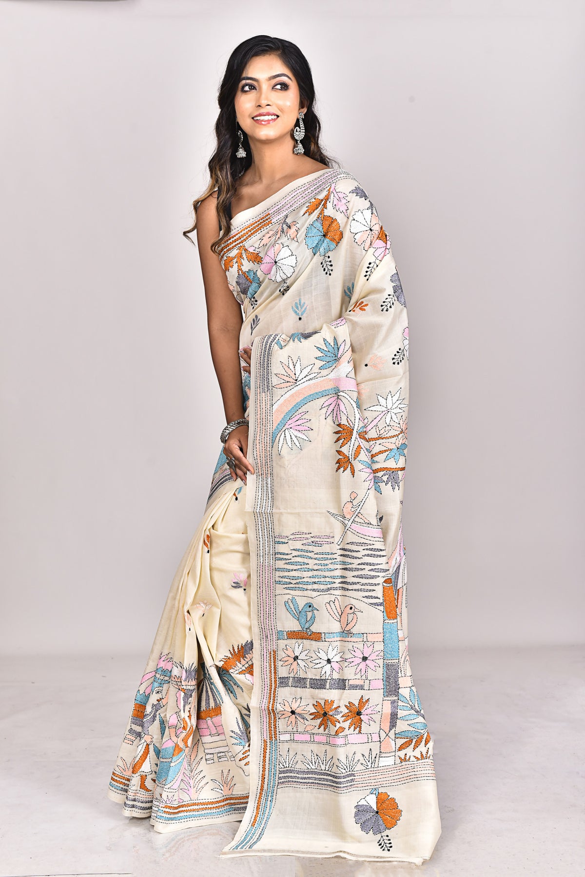 TUSSAR SILK KANTHA SAREE
