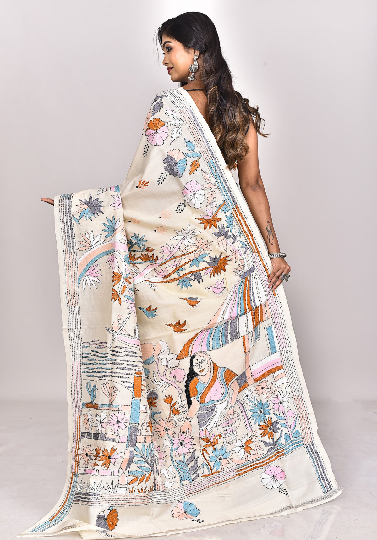 TUSSAR SILK KANTHA SAREE