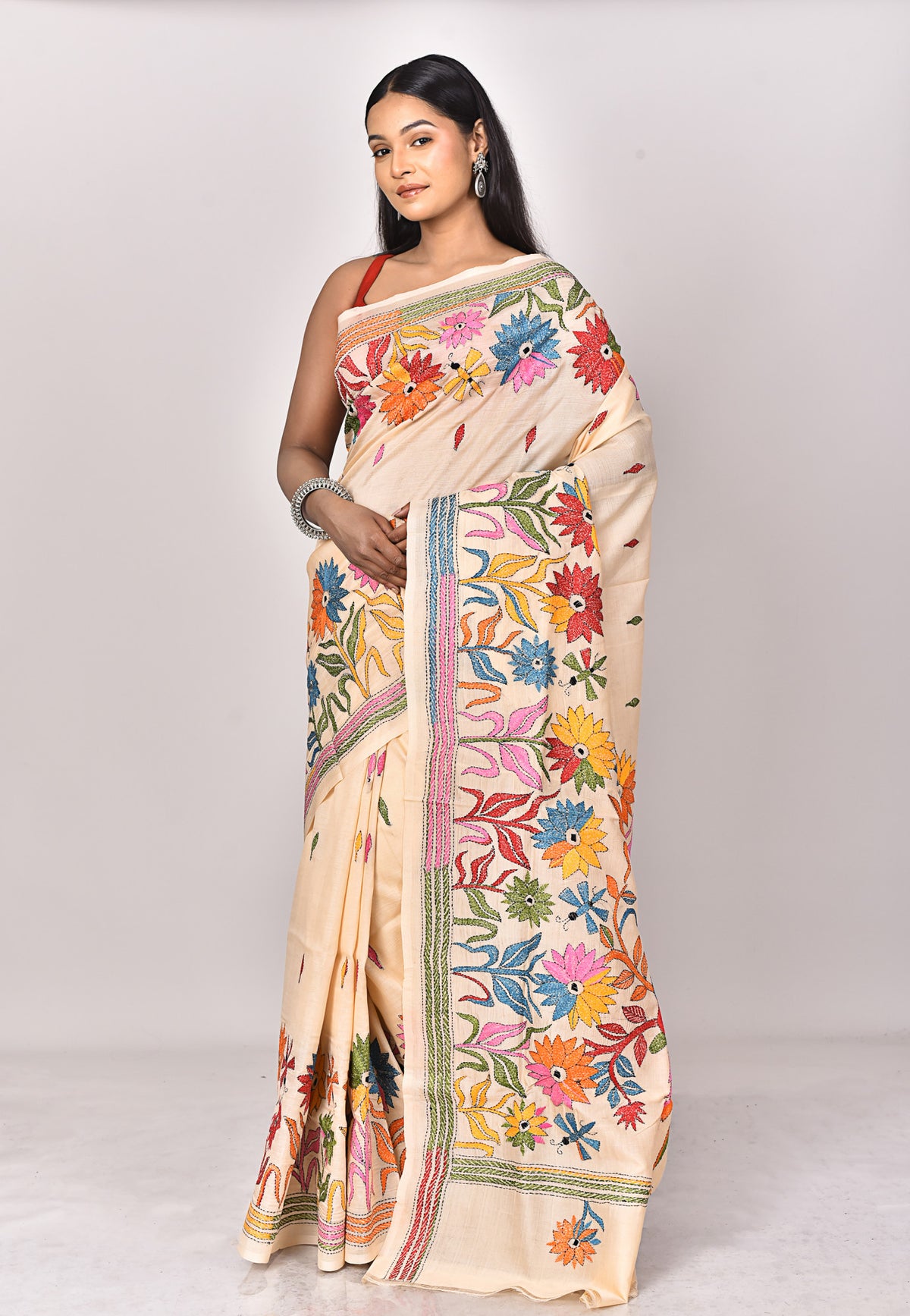 TUSSAR SILK KANTHA SAREE