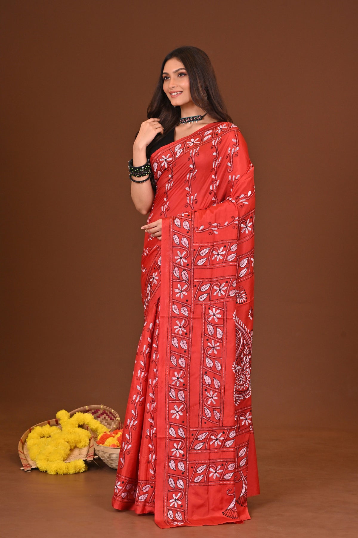 SINDOORANJALI BLENDED SILK KANTHA SAREE
