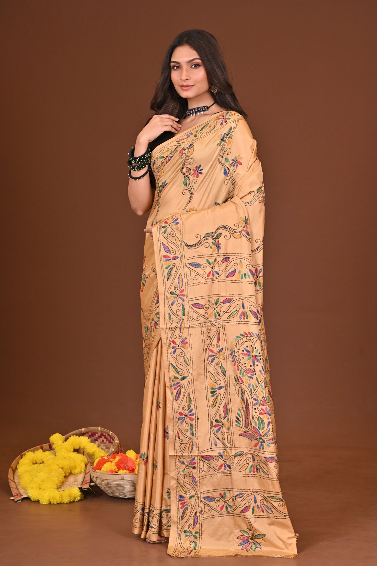 SWARNAJANLI BLENDED SILK KANTHA SAREE