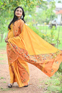 MAHAMAYA BLENDED SILK BATIK KANTHA SAREE