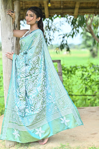 BHUVANESHWARI BLENDED SILK KANTHA SAREE