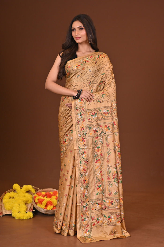 SUVRATA BLENDED SILK KANTHA SAREE