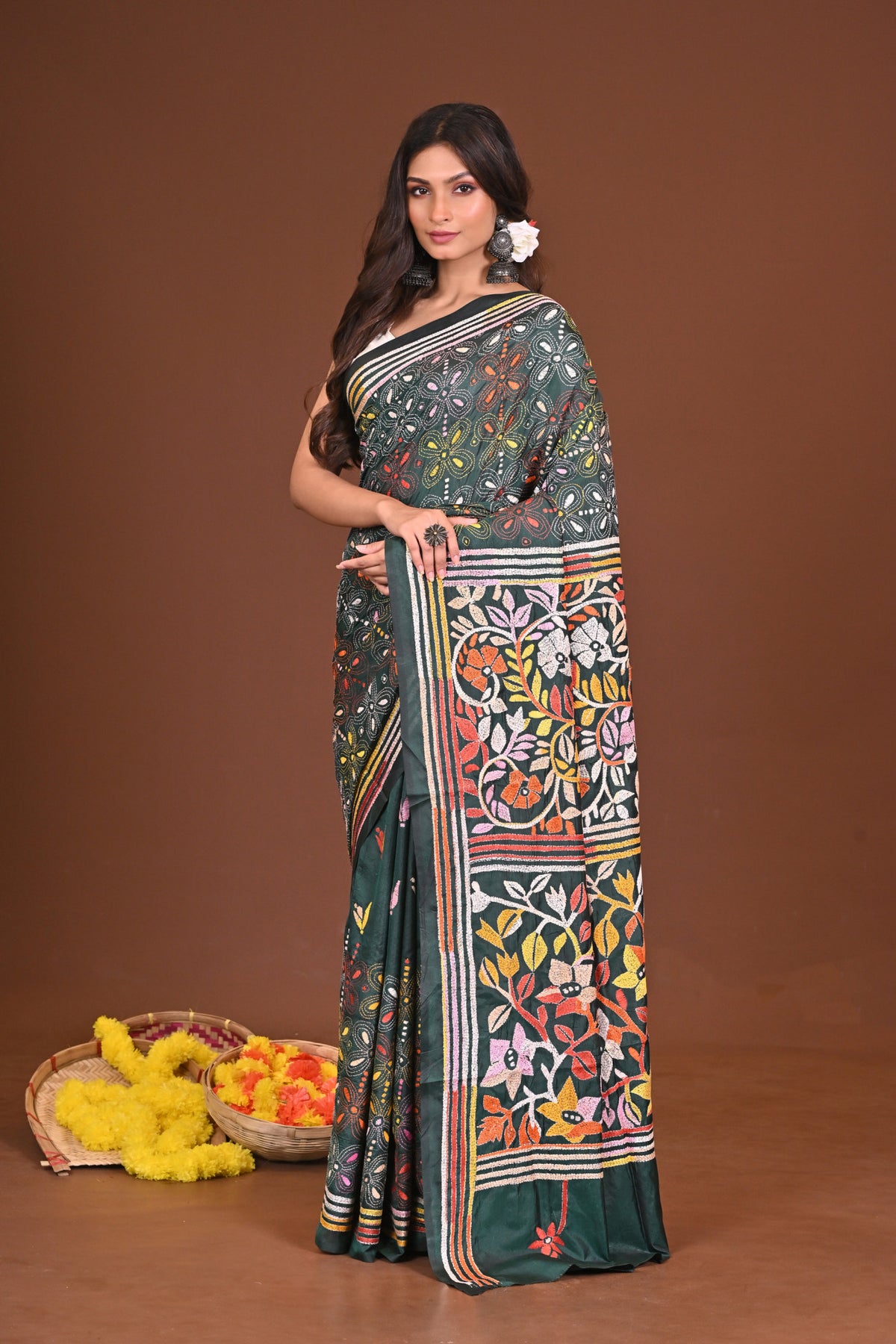 TAPASWINI BLENDED SILK KANTHA SAREE