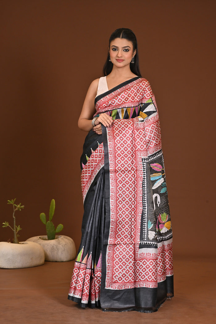 TOSSOR DYE BLOCK KANTHA SAREE