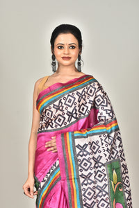 TUSSAR BLOCK HANDPRINT KANTHA SAREE