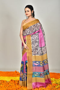 TUSSAR BLOCK HANDPRINT SAREE