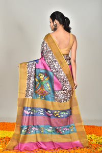 TUSSAR BLOCK HANDPRINT SAREE