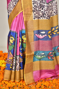 TUSSAR BLOCK HANDPRINT SAREE