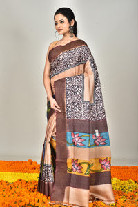 TUSSAR BLOCK HANDPRINT SAREE