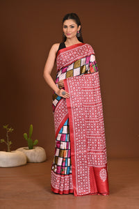 TUSSAR BODY HANDPRINT GUJRATI SAREE