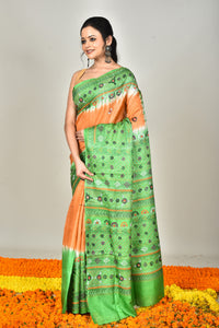 Tussar Dye Lambani Kantha Stitch Saree