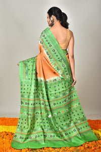 Tussar Dye Lambani Kantha Stitch Saree