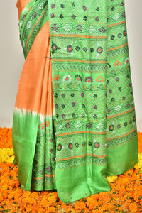 Tussar Dye Lambani Kantha Stitch Saree