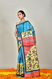 TUSSAR HAND PRINT KANTHA SAREE