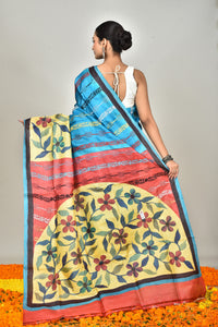 TUSSAR HAND PRINT KANTHA SAREE