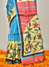 TUSSAR HAND PRINT KANTHA SAREE