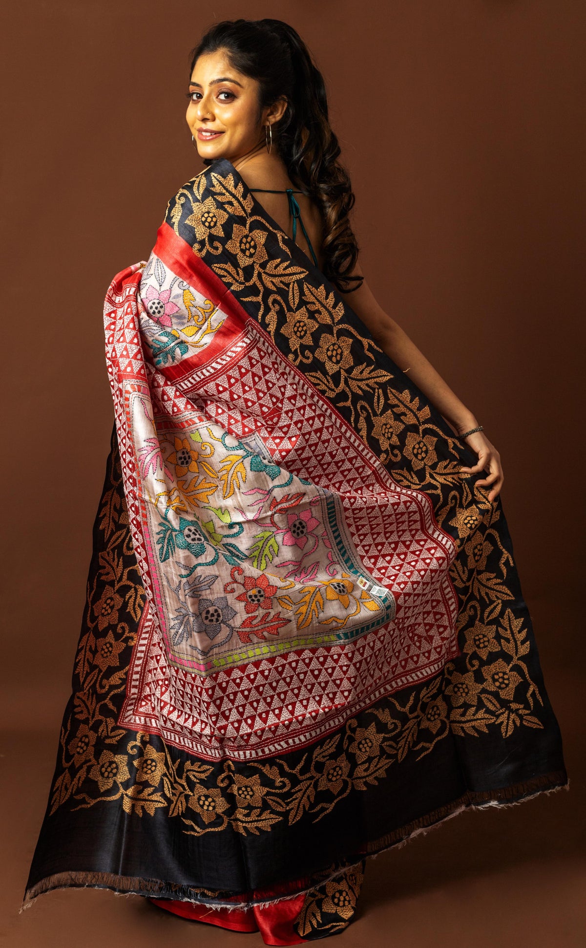 Tussar Hand Print Saree