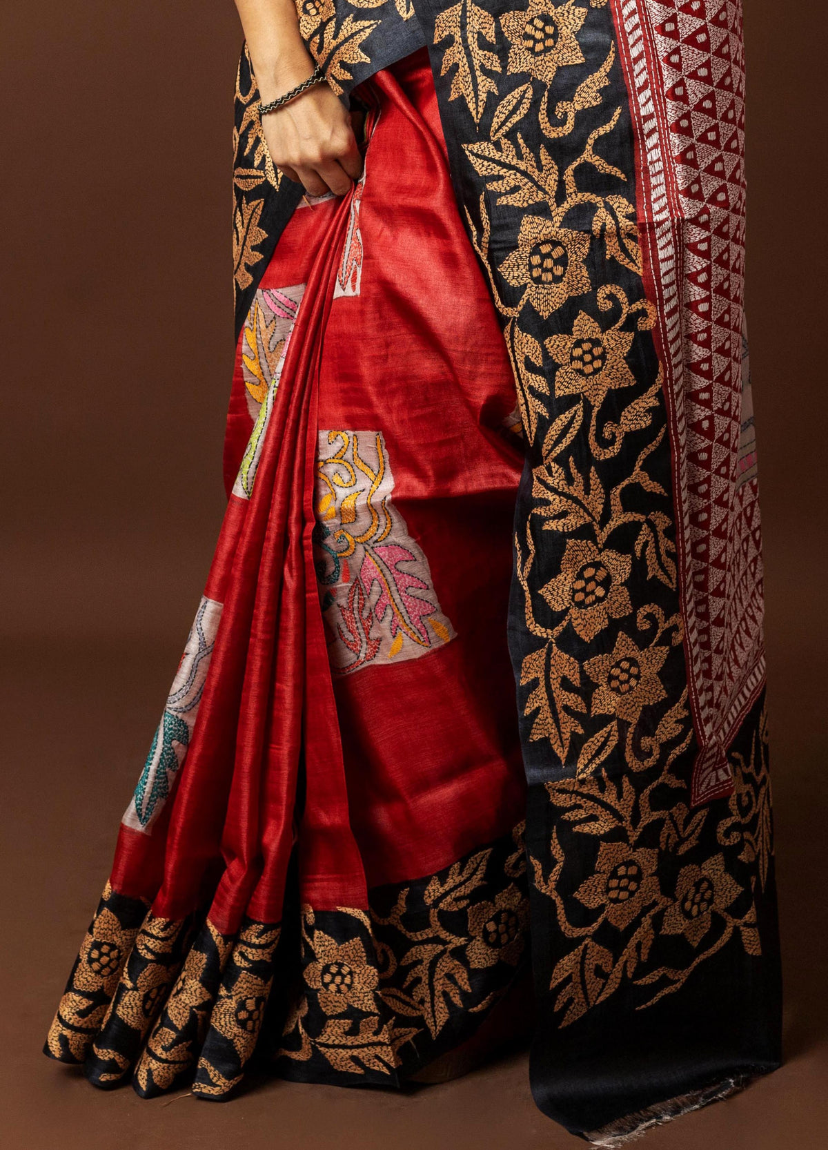 Tussar Hand Print Saree