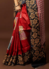 Tussar Hand Print Saree