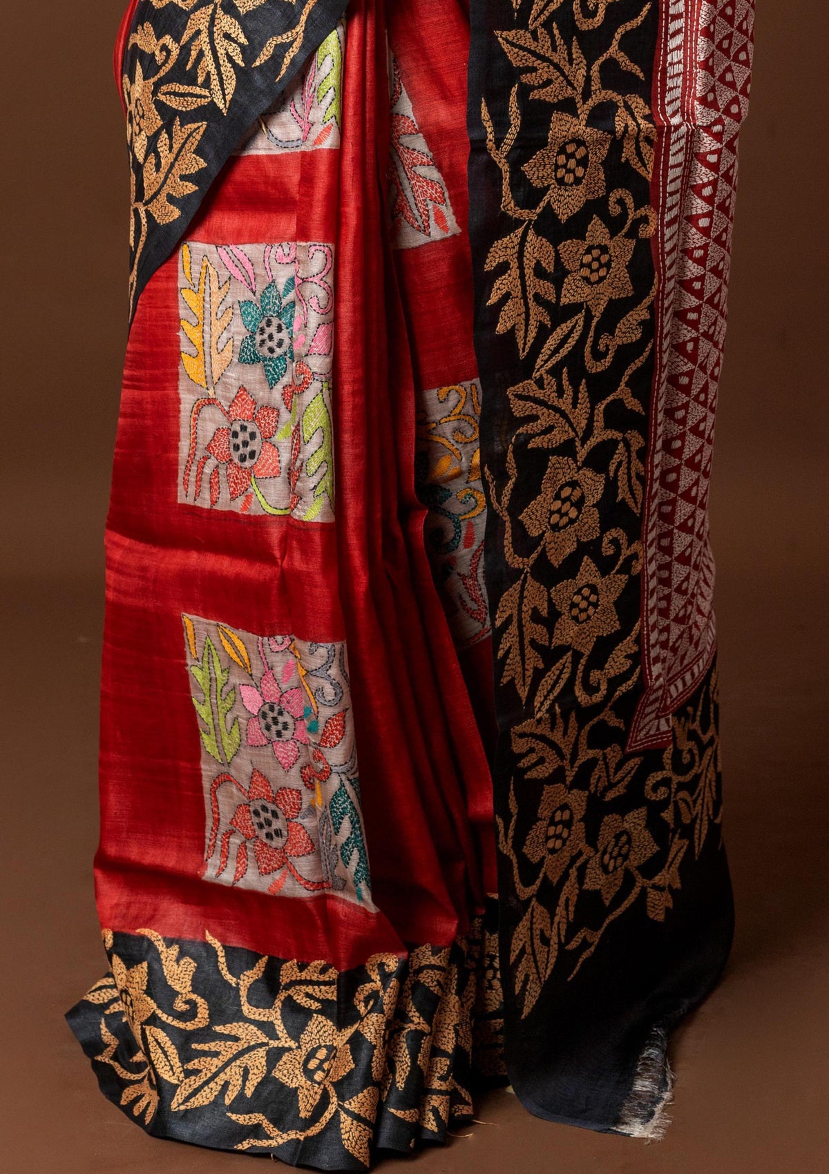 Tussar Hand Print Saree