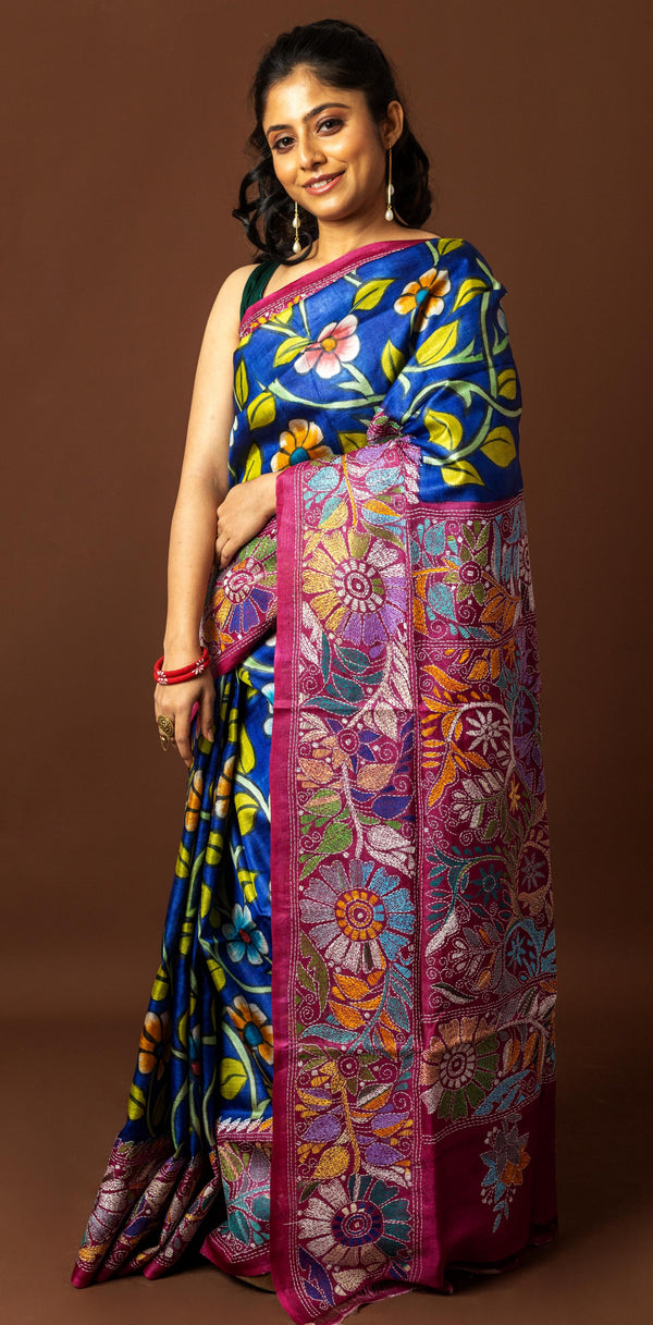 Tussar Hand Print Saree