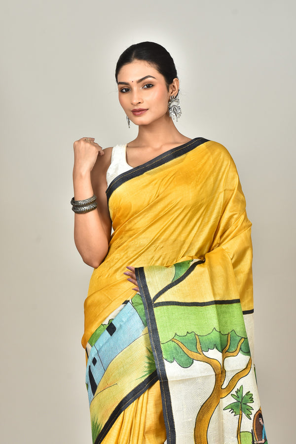 TUSSAR HAND PRINT SAREE