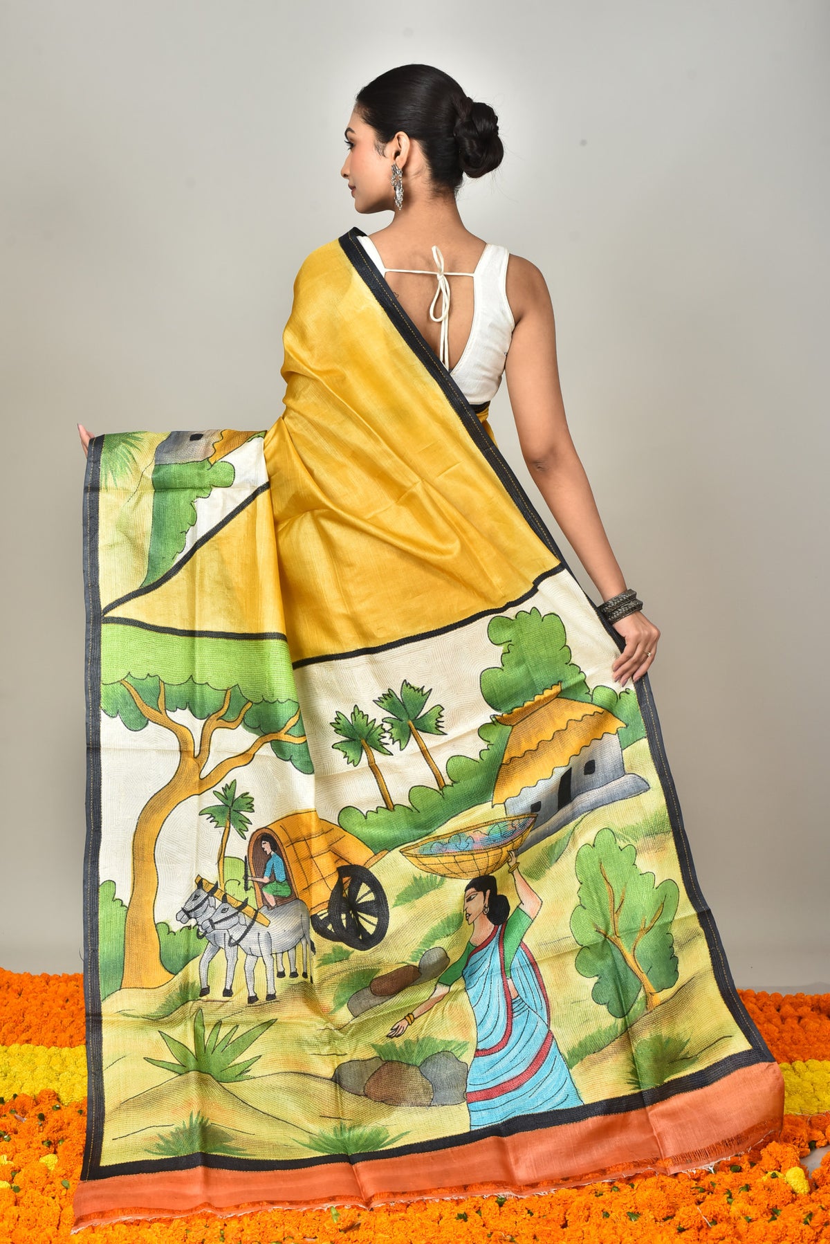 TUSSAR HAND PRINT SAREE