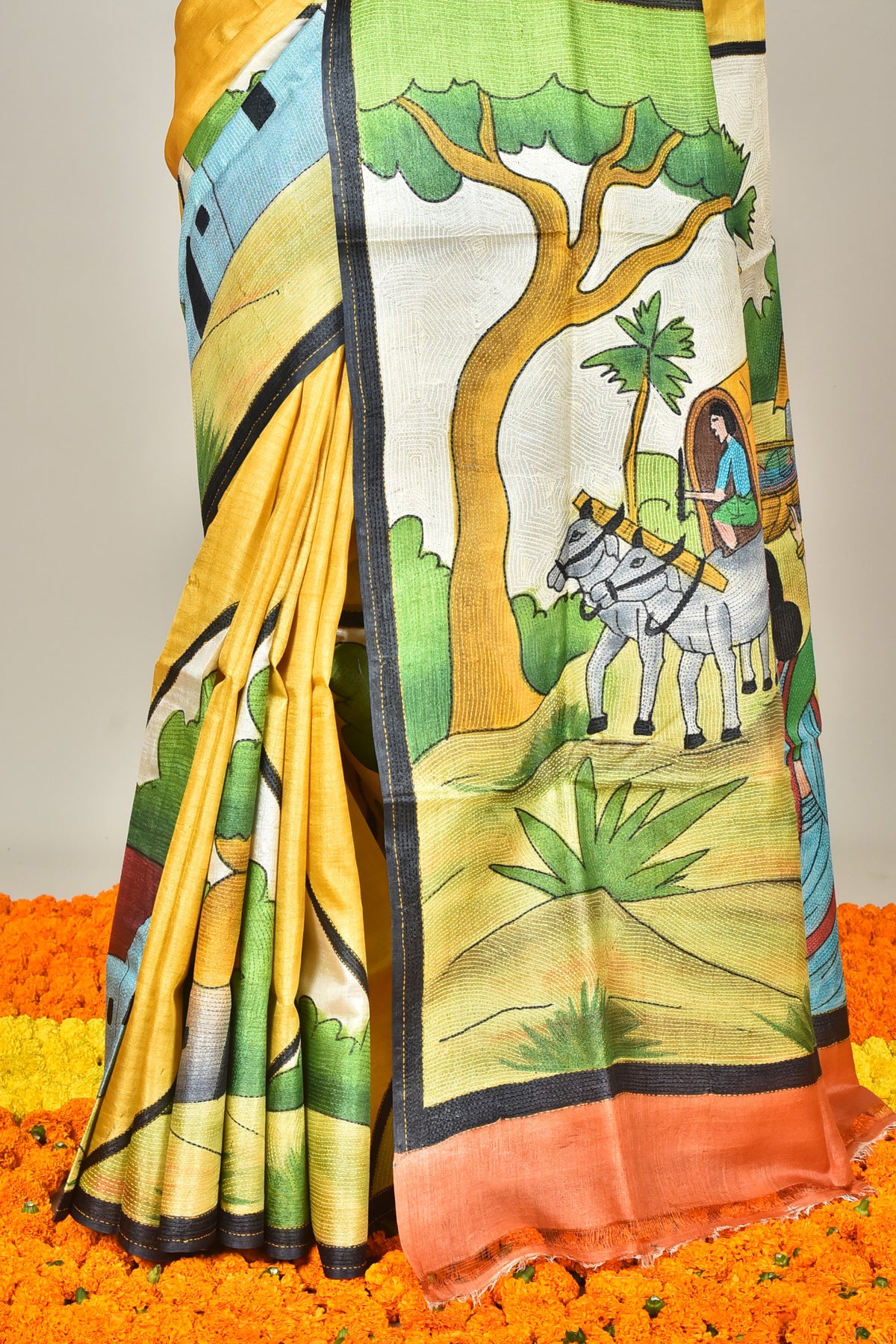 TUSSAR HAND PRINT SAREE